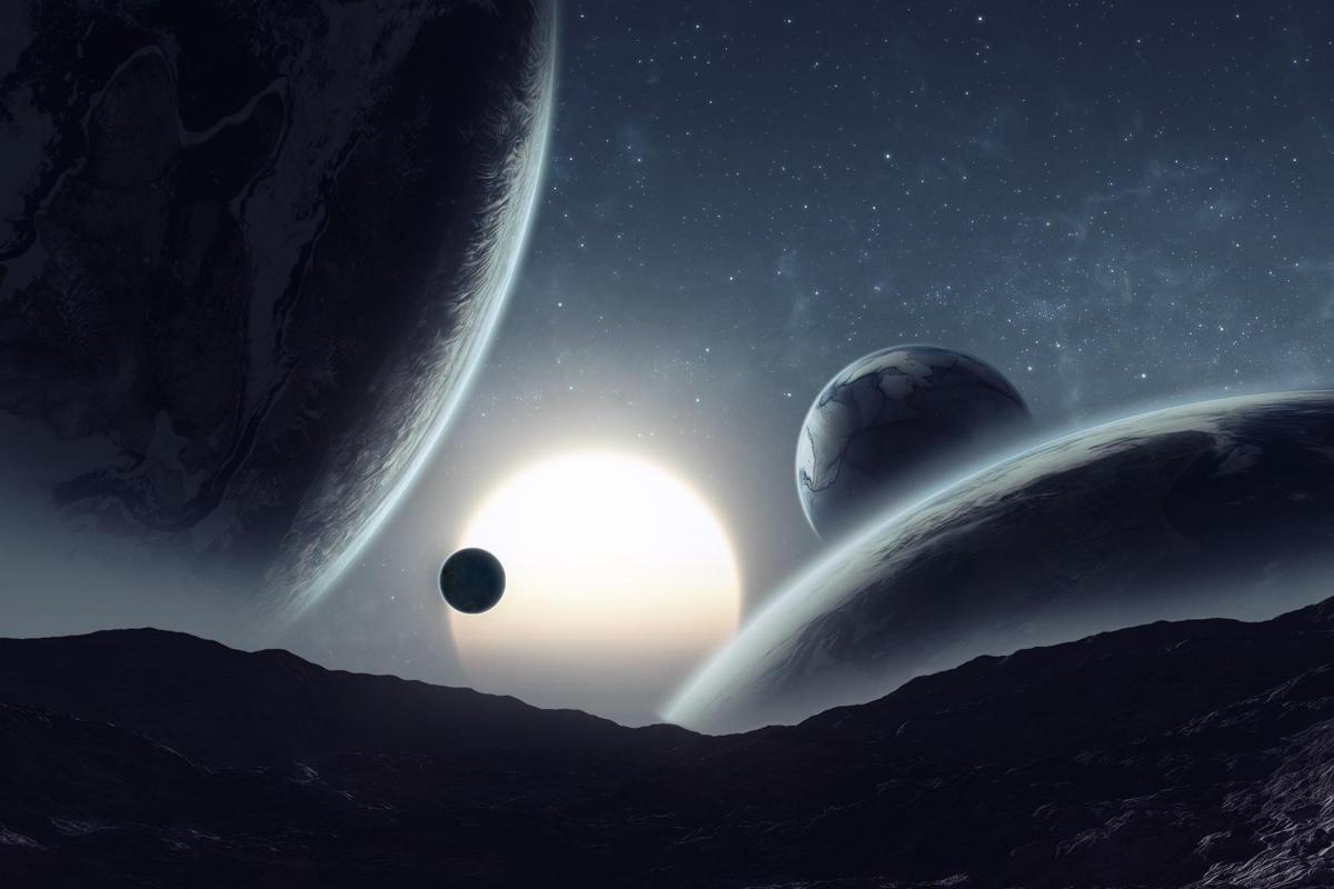 And so it begins Star and Several Moons Views From A Planet Surface
